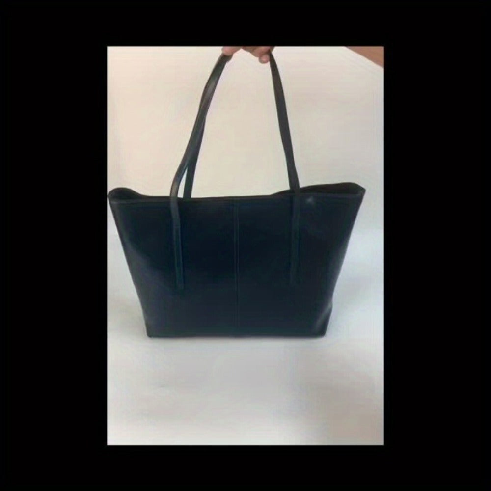 High-quality Oil and Wax Genuine Leather Tote Bag, Double-compartment Zipper Inner Pocket Design, Large-capacity Portable Crossbody Bag, Elegant Shoulder Bag