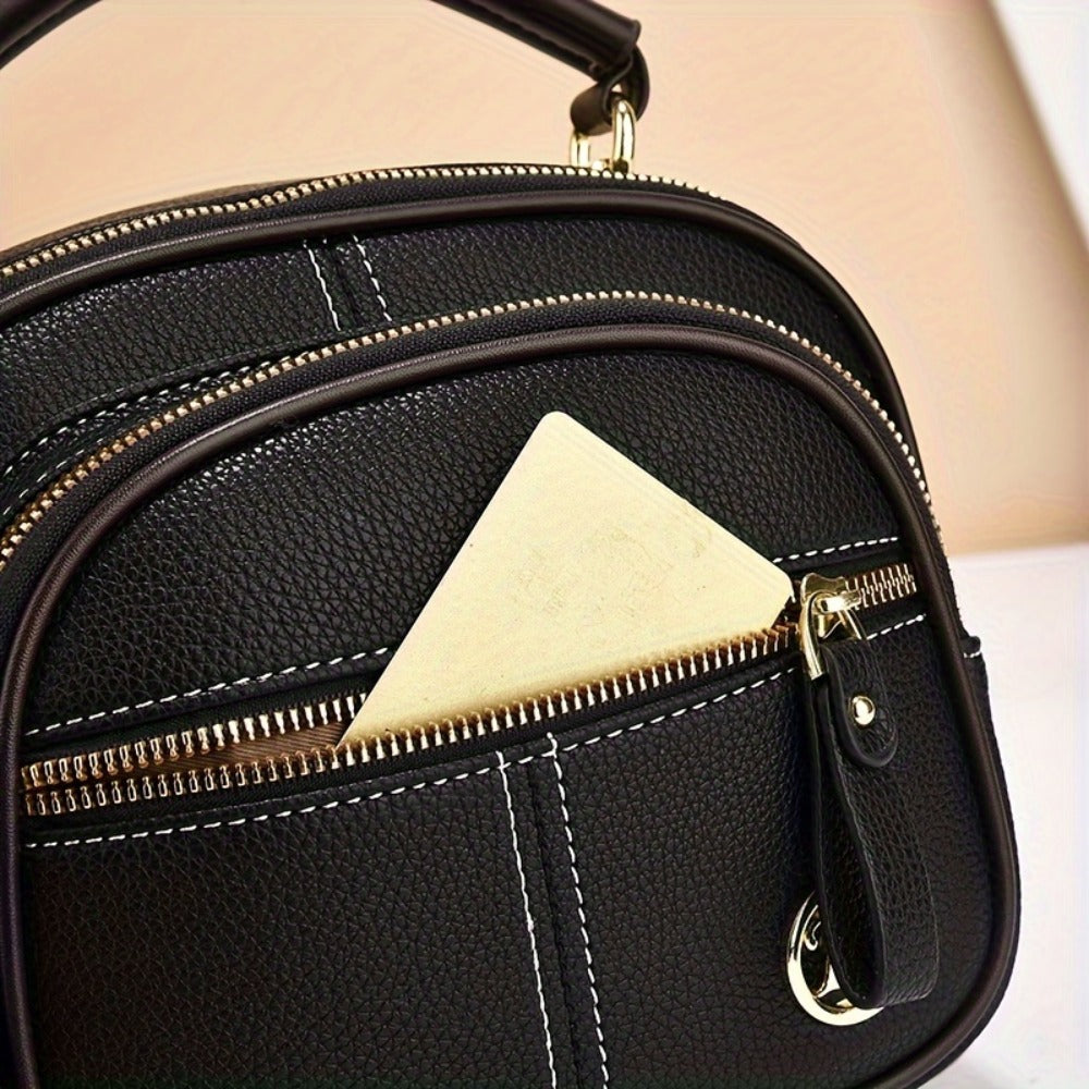 Women's Handbag with Adjustable Crossbody/Shoulder Strap, Multi- - Suitable for Casual &, Zipper Closure, - Stylish Small Bag