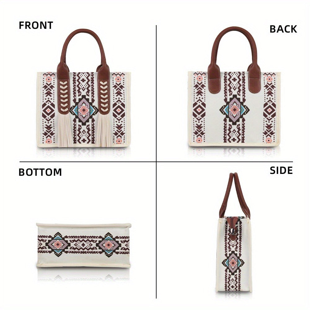 Bohe Bag for Women Travel Handbag Bohemian Tote Bag Vintage Purses and Handbags Men's Underarm Bag with Crossbody bag Braided rope Bag Weekend Bag Large Capacity Western Purse Stylish Casual bag with handbag