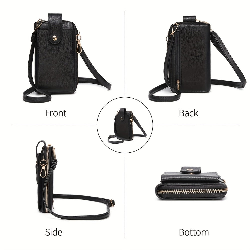 Tepilte Women's  Mobile Wallet, Crossbody Purse with Wallet Card Slot, Zipper Closure, Adjustable Shoulder Strap And Wrist Strap for Cell Phone, Credit Card, Keys,  Fashion Crossbody Backpack, Perfect for Daily Commute, Valentine's Day Gift