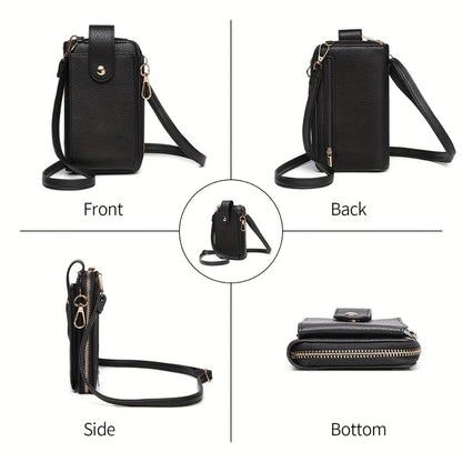 Tepilte Women's  Mobile Wallet, Crossbody Purse with Wallet Card Slot, Zipper Closure, Adjustable Shoulder Strap And Wrist Strap for Cell Phone, Credit Card, Keys,  Fashion Crossbody Backpack, Perfect for Daily Commute, Valentine's Day Gift