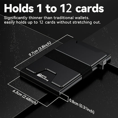 Multi-functional RFID Blocking Smart Pop-Up Wallet, Minimalist Front Pocket Design, Ultra-slim Men's Card Holder, High-capacity Wallet, Durable Expandable Back Panel, Holds Multiple Cards and Cash, Pocket Wallet, Men's Gift