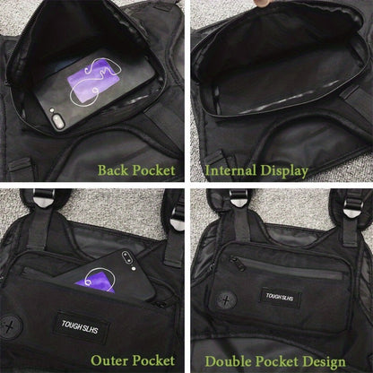 Fashion Men'S Chest Bag Set, Street Style Hip-Hop Style, Large Capacity Waist Bag, Unisex, Suitable for Travel, Shopping, And Small Item Storage