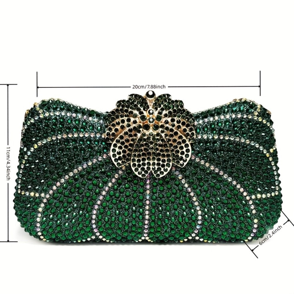 Elegant Flower-Shaped Full- Evening Clutch with Phone Pocket, / Luxury Wedding Accessory Suitable for Prom, Gala, Events
