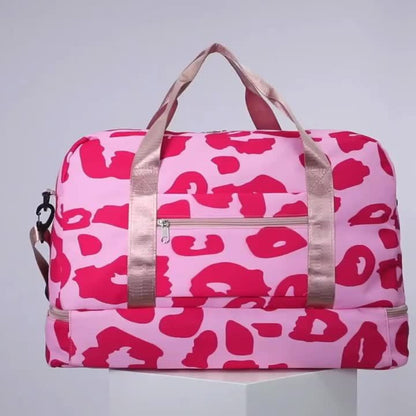 Business Short Trip Outdoor Leopard Print Sports Fitness Trendy Cow Pattern Women's Handbag Leopard Print Holiday Gift Bag Shoes Travel Yoga