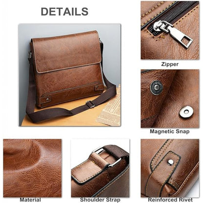 Simple khaki Men's bag with texture High Quality bag lid style shoulder bag, casual Men's multi pocket Men's bag, large capacity Men's bag, casual trendy mailman bag