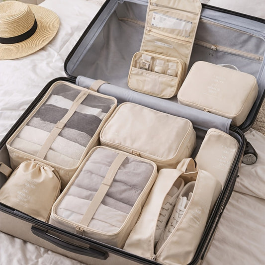 The 8/9pcs Set Includes A Hook Design, Suitable For Multiple Scenarios. It Can Be Hung On Backpacks And Hangers During Business Trips Or Travels Without Taking Up Space. In Student Dormitories, Hanging Items On Bed Frames Or Wardrobes Saves Space.