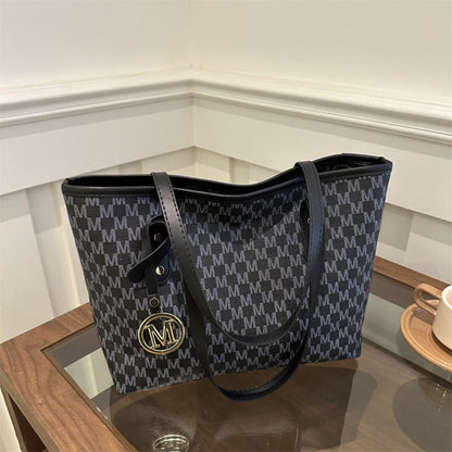 Light Luxury, Minimalist, Fashionable, High-End Texture, Design Sense, Tote Bag, Women'S Retro Checkered Pattern, Large Capacity Shoulder Bag