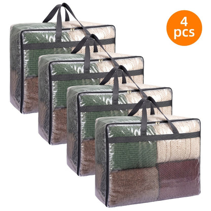 TOMNK 4/8 Pack Comforter Storage Bags, 19.81gal Extra Large Storage Bags, Clear Storage Bags with Zipper, 23.6*20*10in, Moving Bags, Storage Bags for Clothes, Blankets, Comforter, Pillows And Other Daily Products