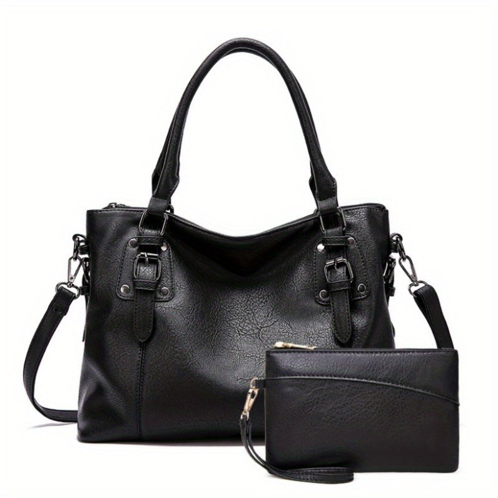 Women's Large Capacity Vintage Crossbody Bag with Detachable Strap - Zipper Closure Handbag Suitable for, Travel, Everyday Use - & -Care (Not Machine Washable) - Purse