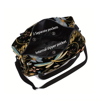 New Tide Wind Dragonfly Machine Washable for Gym Travel Suitcase-Fixable Large Capacity with Side/ Inner Pockets Daily Use (Great Gift) Adjustable Strap Unisex Fitness Yoga Bag - Durable Polyester