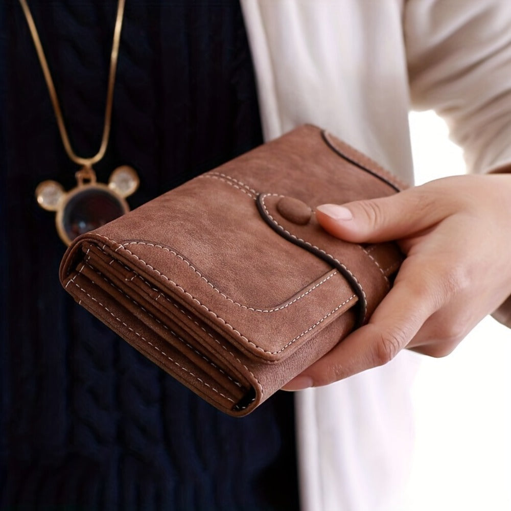 Women's Vegan Wallet, 17 Card Slots Card Holder Bifold, Large Capacity Zipper Pocket Phone Handbag with ID Window