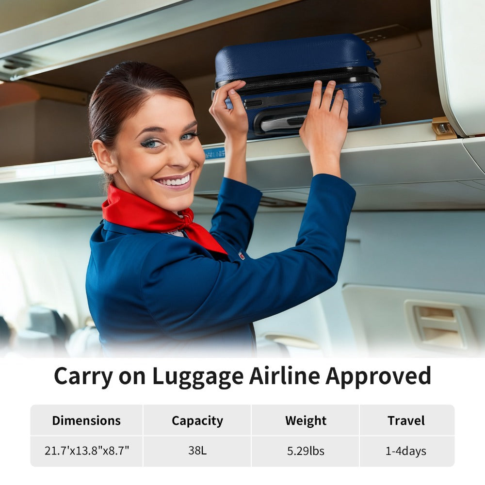 20/24/28 Inch Carry On Luggage, Airline Approved Hard Shell Carry On Suitcase with Wheels, TSA Approved Lock, Lightweight Hard Case Travel Luggage