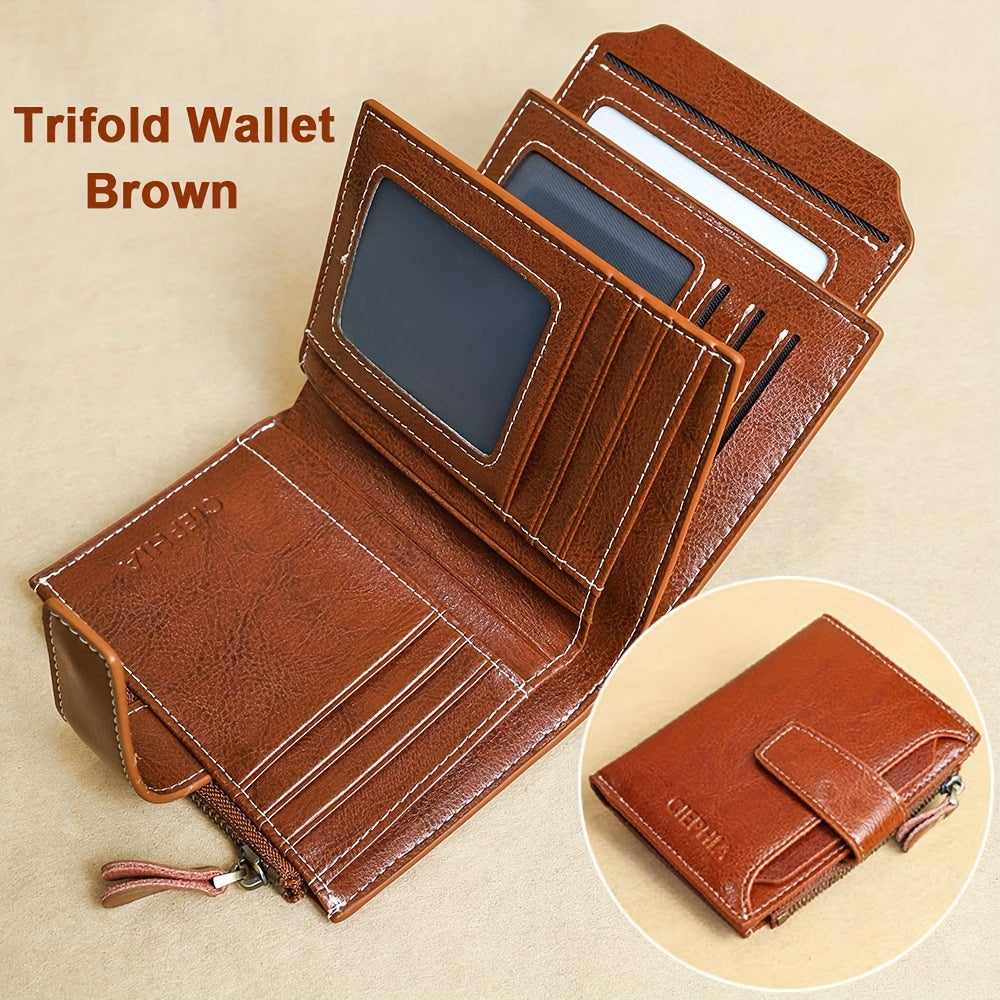 Fashion Genuine Leather Wallets for Women RFID Blocking Wallet Bifold Card Holder with ID Window Zipper Coin Pocket
