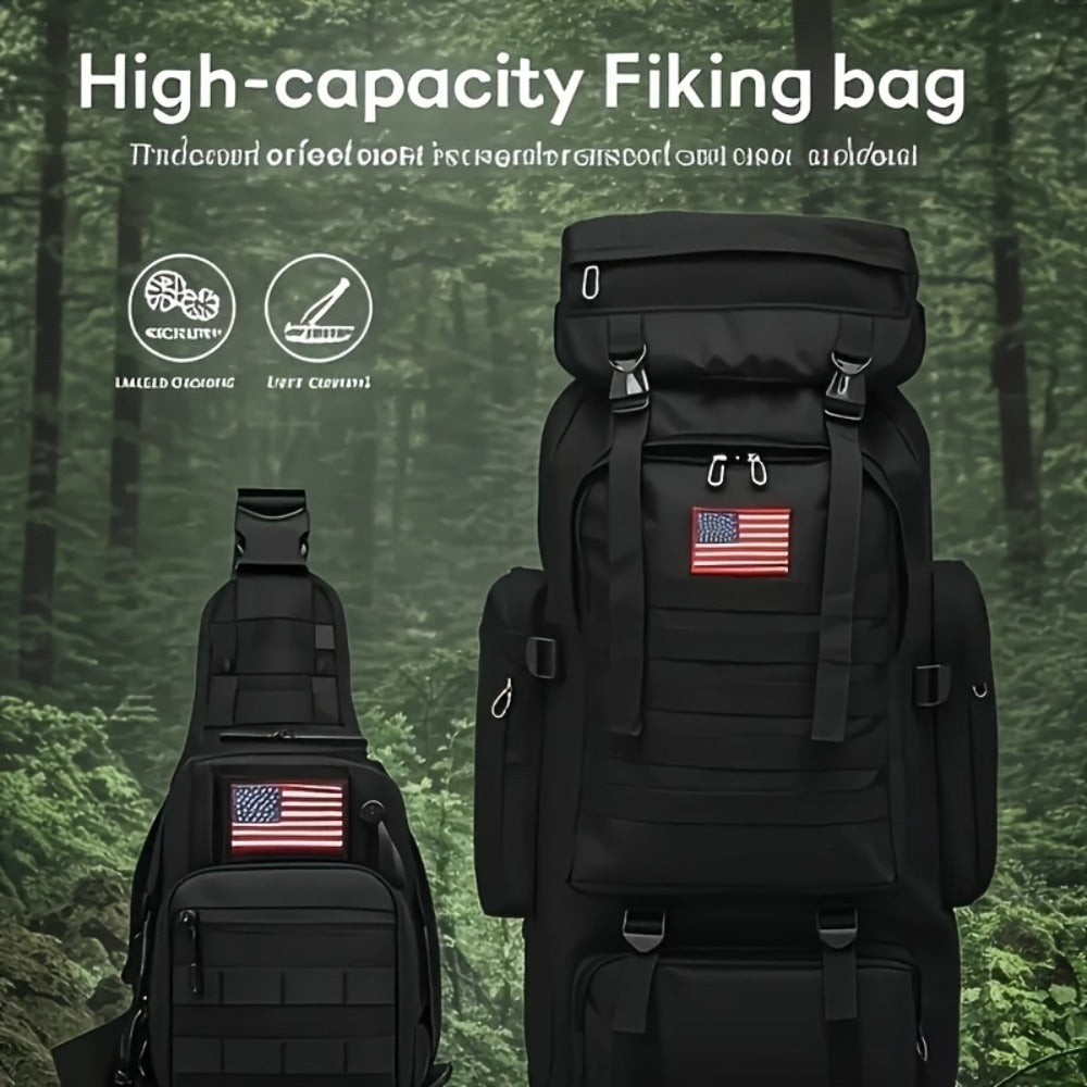Outdoor Camouflage Backpack Set Hiking Camping Travel Bag Large Multi-Pocket Chest Sling Bag Adjustable Durable Sports Gear Unisex