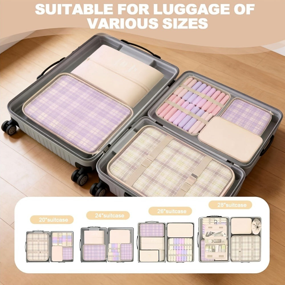 8pcs Set Packing Cubes for Suitcase, Packing Cubes for Carry On Suitcases, Luggage Organizer for Travel Essentials, Large Mesh Luggage Bag for Suitcases