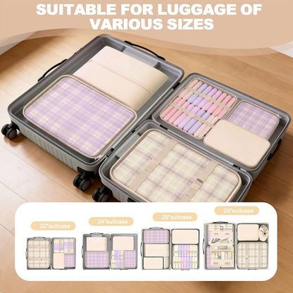 8pcs Set Packing Cubes for Suitcase, Packing Cubes for Carry On Suitcases, Luggage Organizer for Travel Essentials, Large Mesh Luggage Bag for Suitcases