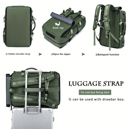 2025 New Style Men'S And Women'S Large Capacity Travel Backpack with Independent Shoe Compartment, Drawstring Closure And Multiple Pockets - Durable Hiking Backpack for Outdoor Commuting, Business Trips, Festivals - Belt Decorations