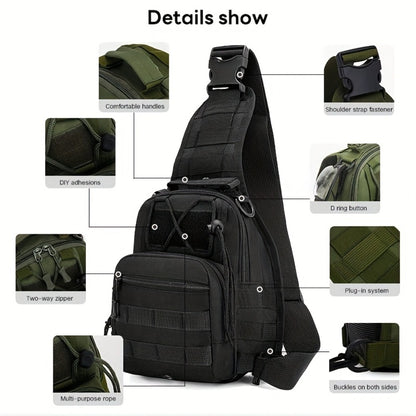 Men's Chest Bag, Durable Oxford Cloth, for Camping, Outdoor Travel, and Cycling, Crossbody Bag with Phone Pocket, Outdoor Leisure Single-Pack Backpack