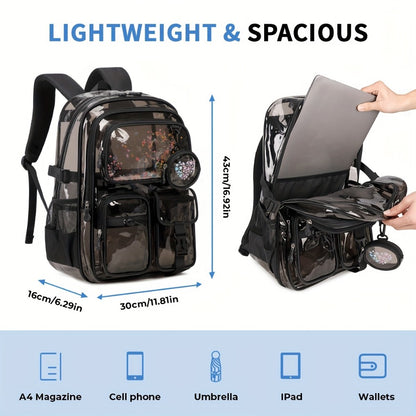 Backpack for Women – PVC, Clear, Transparent, Large Capacity | Bag Vero – detail view 5