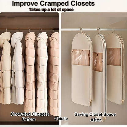 1pc Compressible Suspended Garment Bag with Transparent Window-Space - Saving Storage for Coats, And Suits, 27 Inches Or MoreHeight, Ideal for Closet Organizing, Closet Storage Boxes-Transparent Window Design - Zipper Closure, Clothes Storage Rack