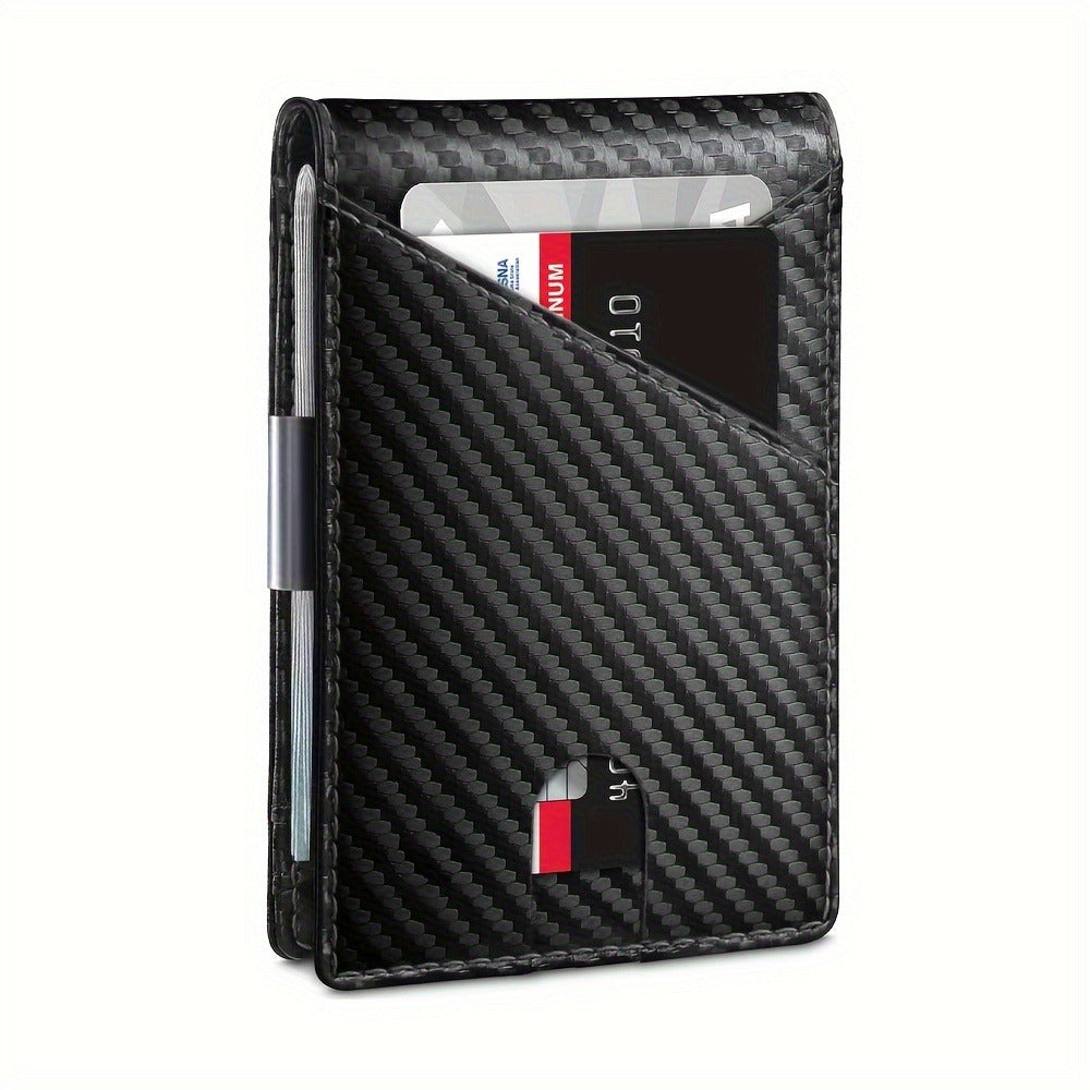 Compact Wallet for Men with Money Clip, Holds 12 Cards, RFID Protection, Bifold Design, Minimalist Credit Card Organizer