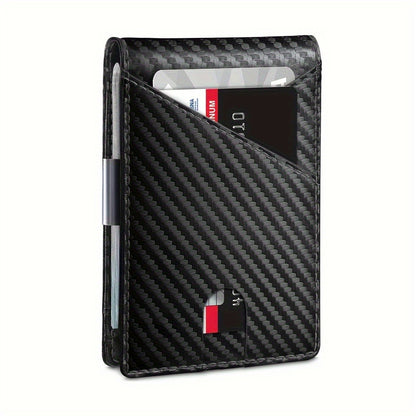 Compact Wallet for Men with Money Clip, Holds 12 Cards, RFID Protection, Bifold Design, Minimalist Credit Card Organizer