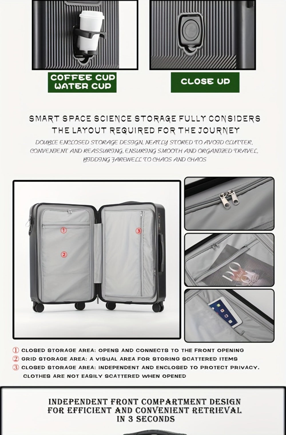 One Piece of Business Luggage Designed for Women, Featuring a Small 20-Inch Size Suitable for Boarding, a Lightweight Trolley Case with a Cup Holder, And a 24-Inch Travel Case Suitable for Both Men And Women Students