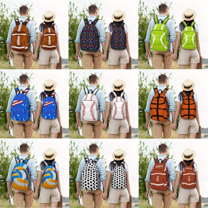 Lightweight Sports Backpack Suitable for Men & Women with Tablet/Laptop Compartment, Multi- Ball Print, Adjustable Shoulder Straps & Crossbody Pack - Suitable for Baseball, Basketball, Soccer, Football, Travel,
