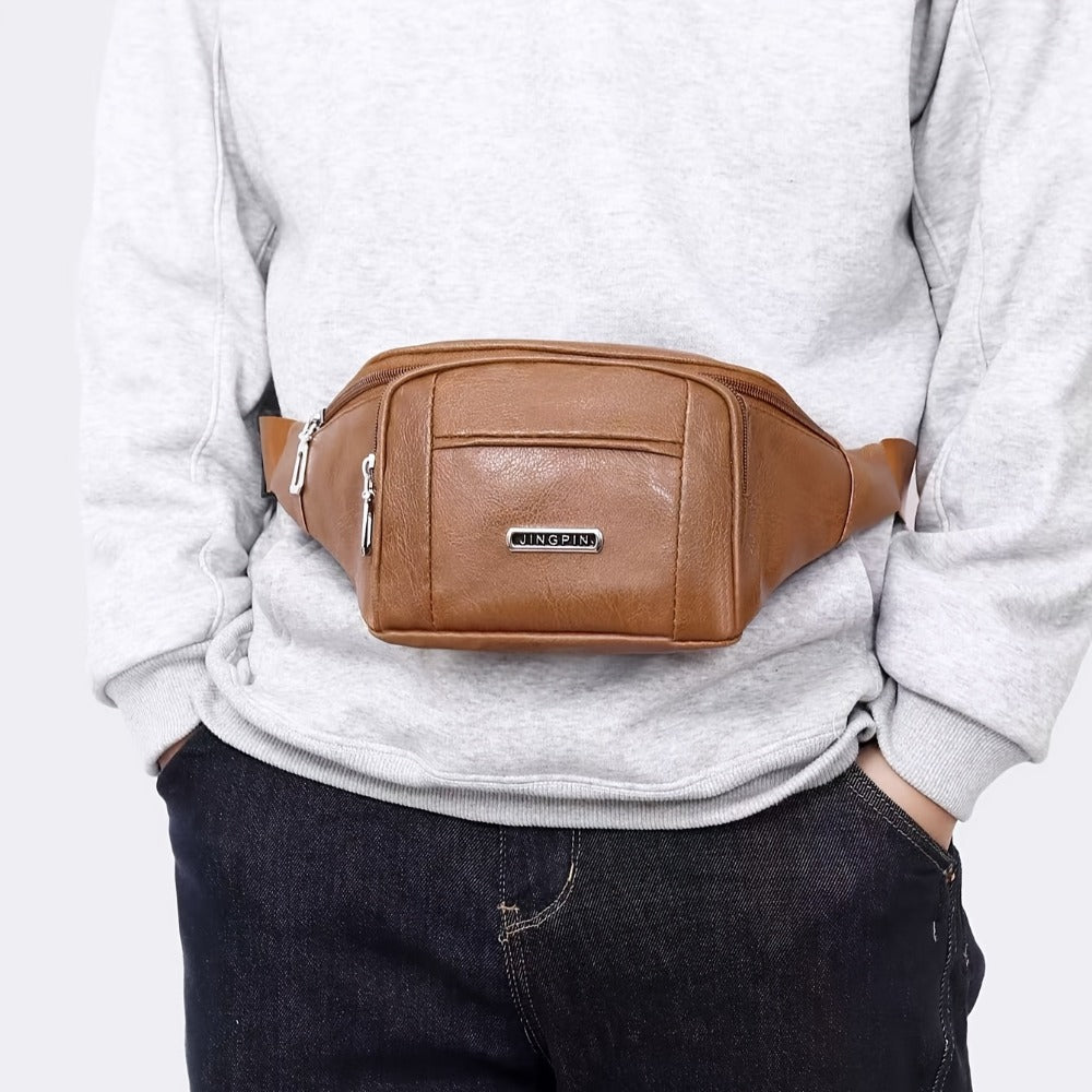 4 Color Men'S and Women'S Casual Waist Bag Faux Leather Waist Bag with Adjustable Strap, Suitable for Exercise, Running, Travel, Hiking, Fitness, Sports Large Capacity Phone Pouch
