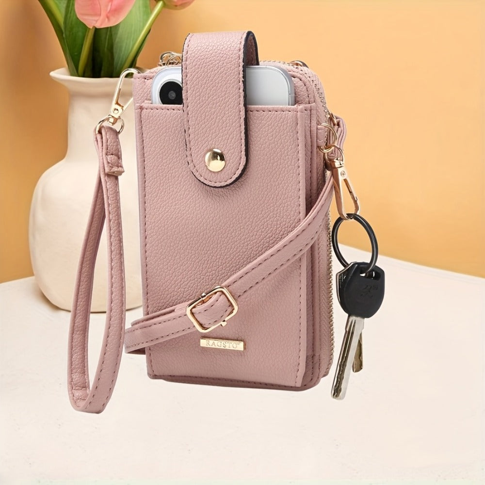 RAGSTO Women's Small Cross-body Mobile Phone Bag Wallet, Mini Shoulder Handbag with Multiple Credit Card Slots, Ladies' Perfect Valentine's Day Gift