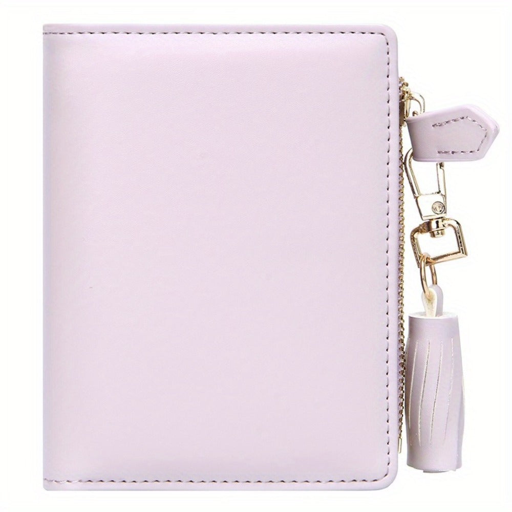 Slim Bifold Wallet for with Tassel Keychain - 9 Card Slots & Zipper Pocket, Compact ID Holder for Everyday Use Or Party Accessories - Perfect Gift for Her, Cute Wallet, Stylish Accessory, Durable Polyester Lining Suitable for Teens, Coin Purse