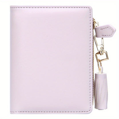 Slim Bifold Wallet for with Tassel Keychain - 9 Card Slots & Zipper Pocket, Compact ID Holder for Everyday Use Or Party Accessories - Perfect Gift for Her, Cute Wallet, Stylish Accessory, Durable Polyester Lining Suitable for Teens, Coin Purse