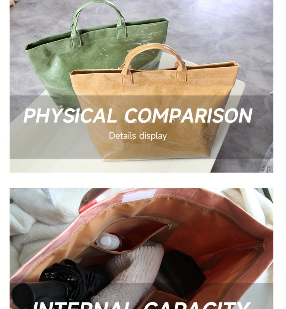 Women'S Tote Bags Lightweight Dupont Fabric, Double Layer, Durable Handle, Ideal For Everyday Use Classic Solid Color Handbag PVC Fashion Bag