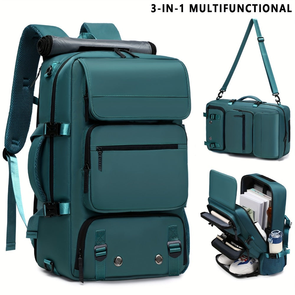 Men'S Spacious Travel Laptop Backpack, Suitable for Airline Travel, Designed for 17-Inch Laptops, Made from Durable Nylon, Features a Shoe Compartment, Adjustable Straps, And Various Utility Pockets, Perfect for Hiking And Camping