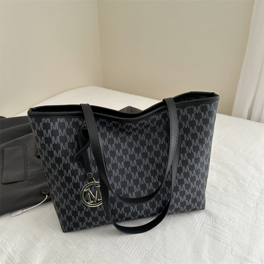 Light Luxury, Minimalist, Fashionable, High-End Texture, Design Sense, Tote Bag, Women'S Retro Checkered Pattern, Large Capacity Shoulder Bag