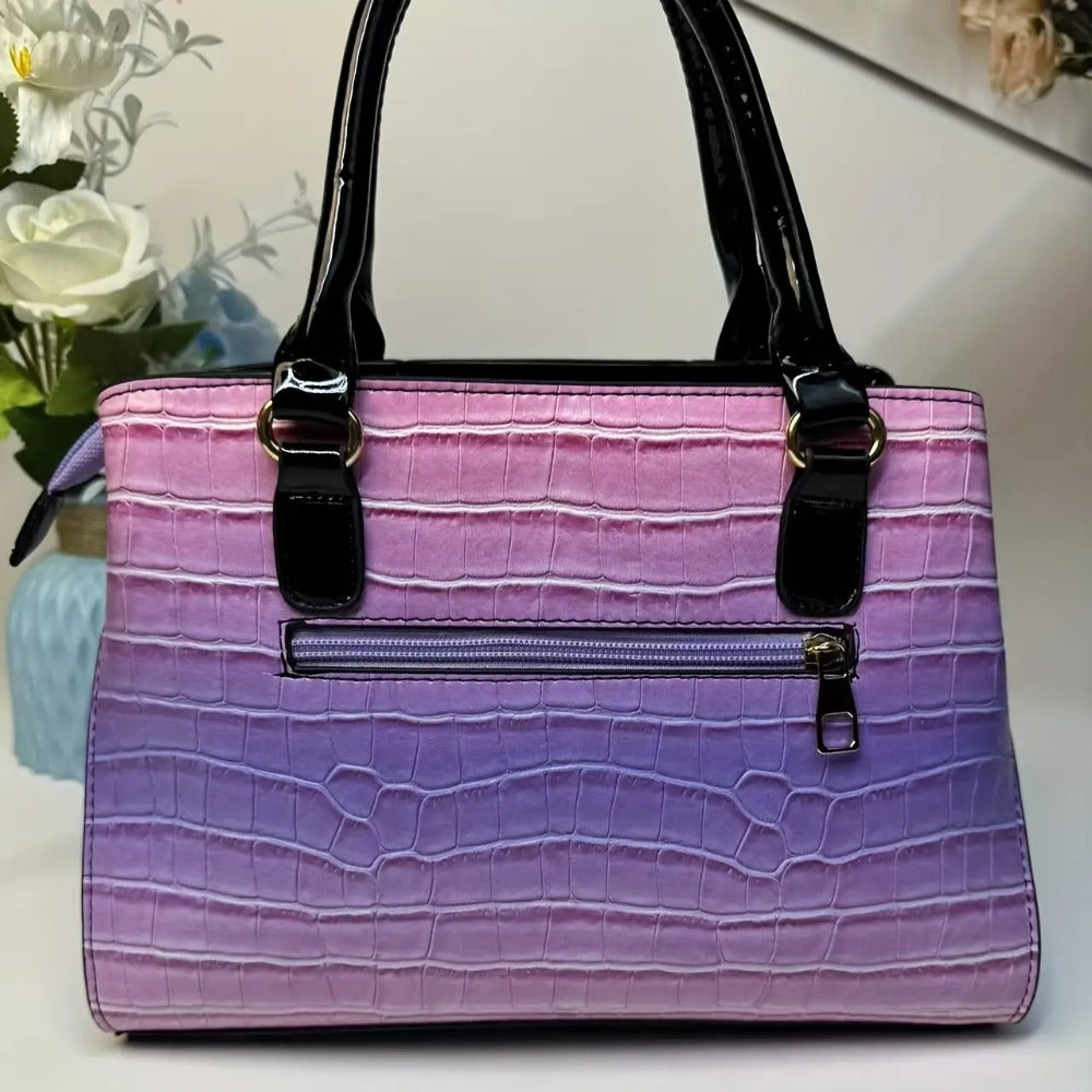 25 Years New Painted Stone Pattern Color Matching Random Pattern European And American Trendy Fashion Women'S Handbag Three-Piece Set