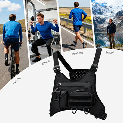 A Men's Multi Style Sports Chest Bag with Hollowed Out Design Tactical Backpack, Suitable for Multiple Scenarios
