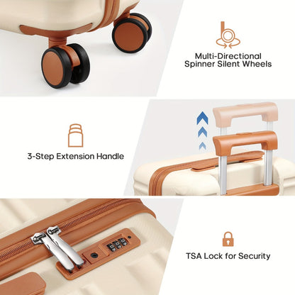 Suitcase Set 3pcs, 20in Carry On Luggage with TSA Lock Spinner Wheels Extension Handle, PC Hard Shell Luggage Set, Suitcase with Fully Lined Interior