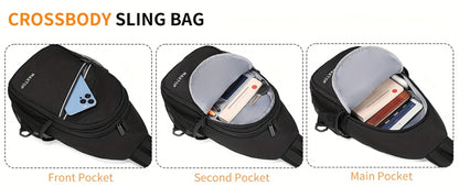 Sling Backpack Crossbody Sling Bag with Detachable Phone Bag for Unisex Multipurpose Travel Hiking Chest Bag