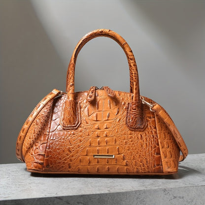 Luxurious Crocodile Print Top Handle Satchel Bag - Stylish Crossbody Design, Spacious Interior, Magnetic Snap Closure, Adjustable Shoulder Strap - Women'S Fashion Handbag, Boston Purse, Perfect for Work, Travel, And Daily Use