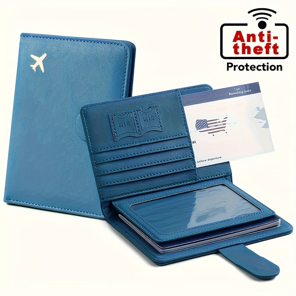 RFID Blocking -Theft Passport Holder Suitable for Women & Men - ic Closure Travel Wallet with Card Slots, Compact Passport Cover, -Skimming for Airports & Train Stations (Daily Use)