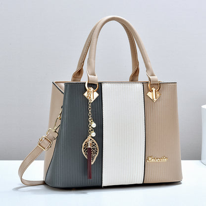 New Colorblock Large Capacity Women's Handbag, Stylish Commuter Tote And Shoulder Crossbody Bag, Perfect Mom Bag
