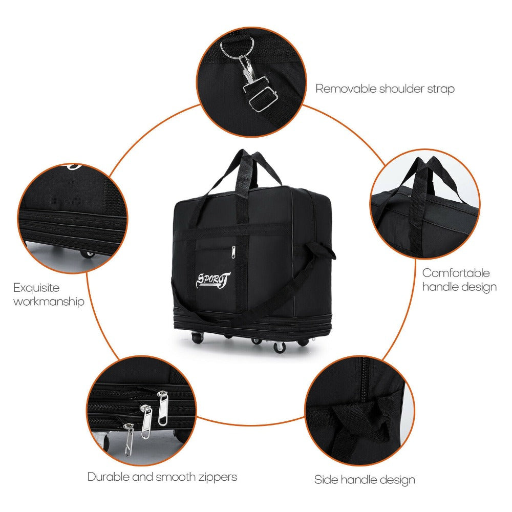 Large Expandable Wheeled Duffle Bag Foldable Rolling Travel Suitcase 32" 42"