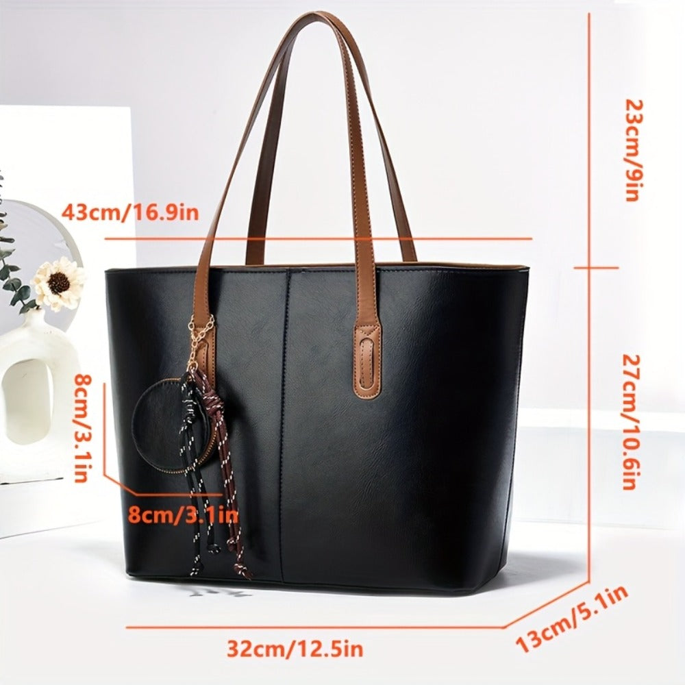 Large Capacity Brown Tote Bag for Women - Durable Shoulder and Crossbody Strap, Zipper Closure, Polyester Lining, Ideal for Travel, Commute, and Everyday Use, Travel Tote Bag|Casual Style Tote|Zippered Closure, Large Tote Bag