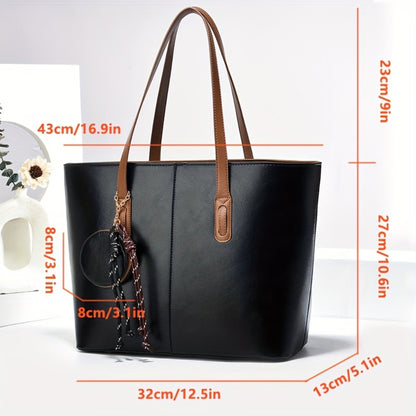 Large Capacity Brown Tote Bag for Women - Durable Shoulder and Crossbody Strap, Zipper Closure, Polyester Lining, Ideal for Travel, Commute, and Everyday Use, Travel Tote Bag|Casual Style Tote|Zippered Closure, Large Tote Bag