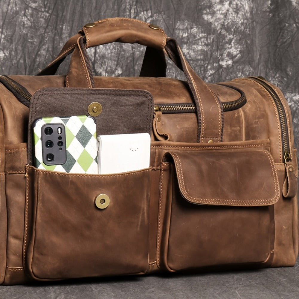 Gym Duffel Bag – Genuine Leather, Large Capacity, Multi-Pocket, for Travel & Work – detail view 11