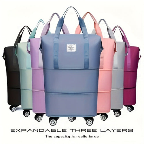 Gym Duffel Bag – Nylon, Spinner Wheels, Expandable, for Travel – front view