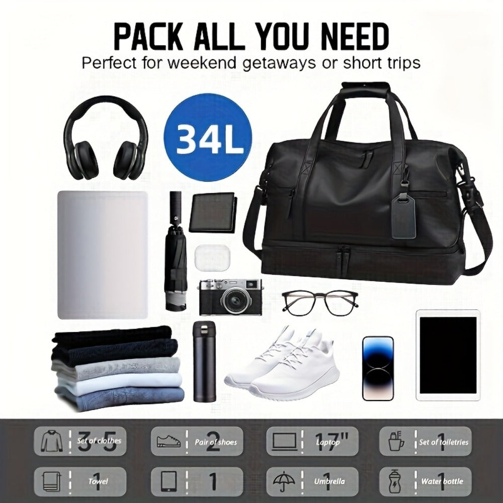Gym Duffel Bag – PU Leather, Multi Pocket, for Travel & Work – detail view 11
