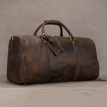 Gym Duffel Bag – for Travel, Genuine Cowhide Leather Weekender Shoe – detail view 10